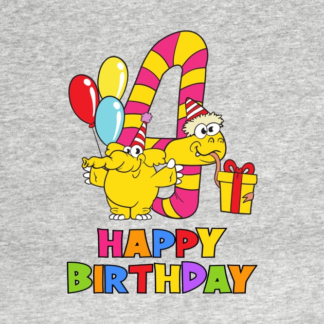 4th Birthday Party 4 Year Old Four Years by KidsBirthdayPartyShirts